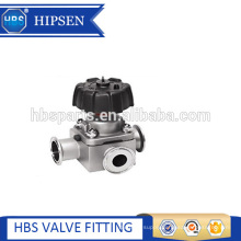 Manual three way stainless steel diaphragm valve